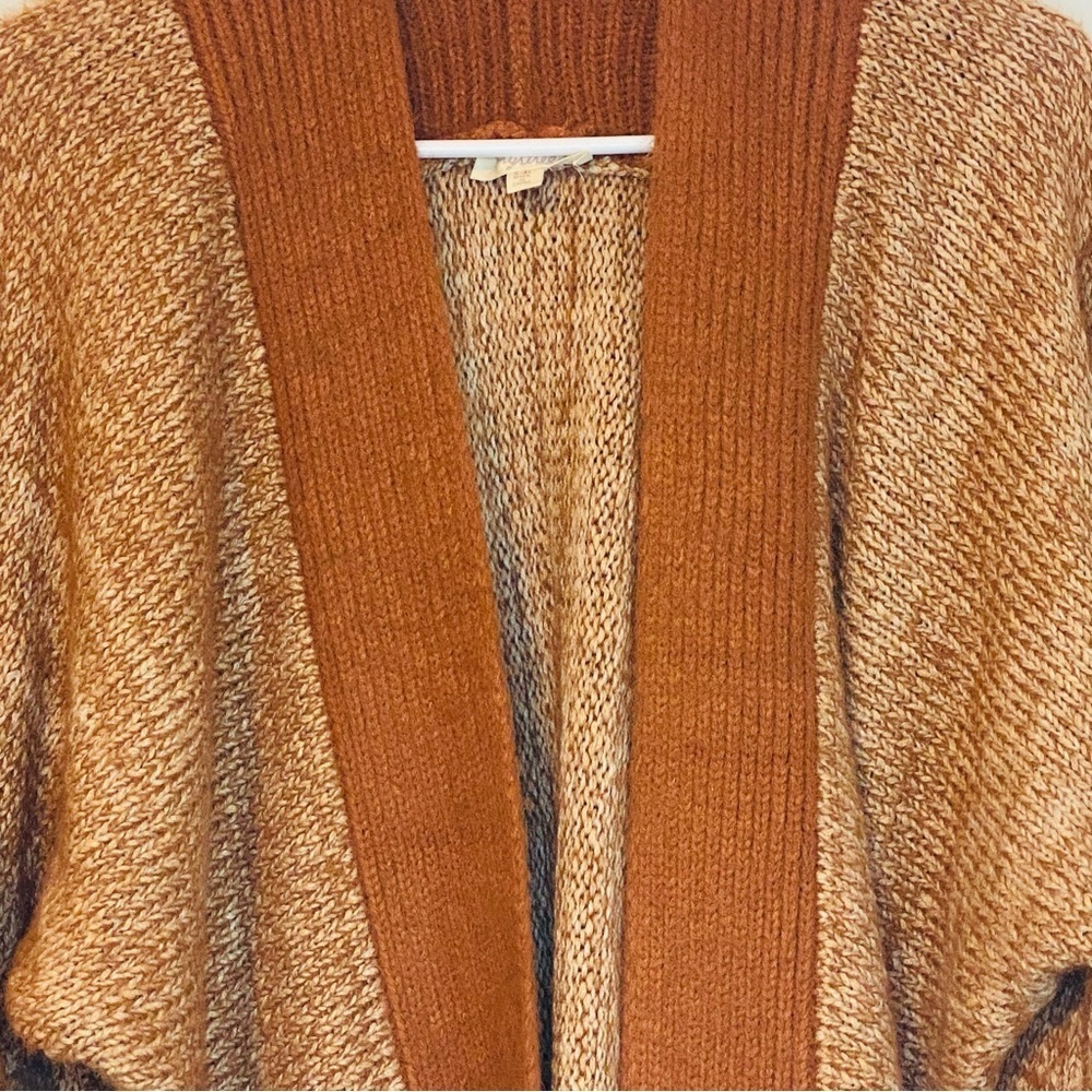 Mystree Tan and Brown Open-Front Long Cardigan - Picture 7 of 7